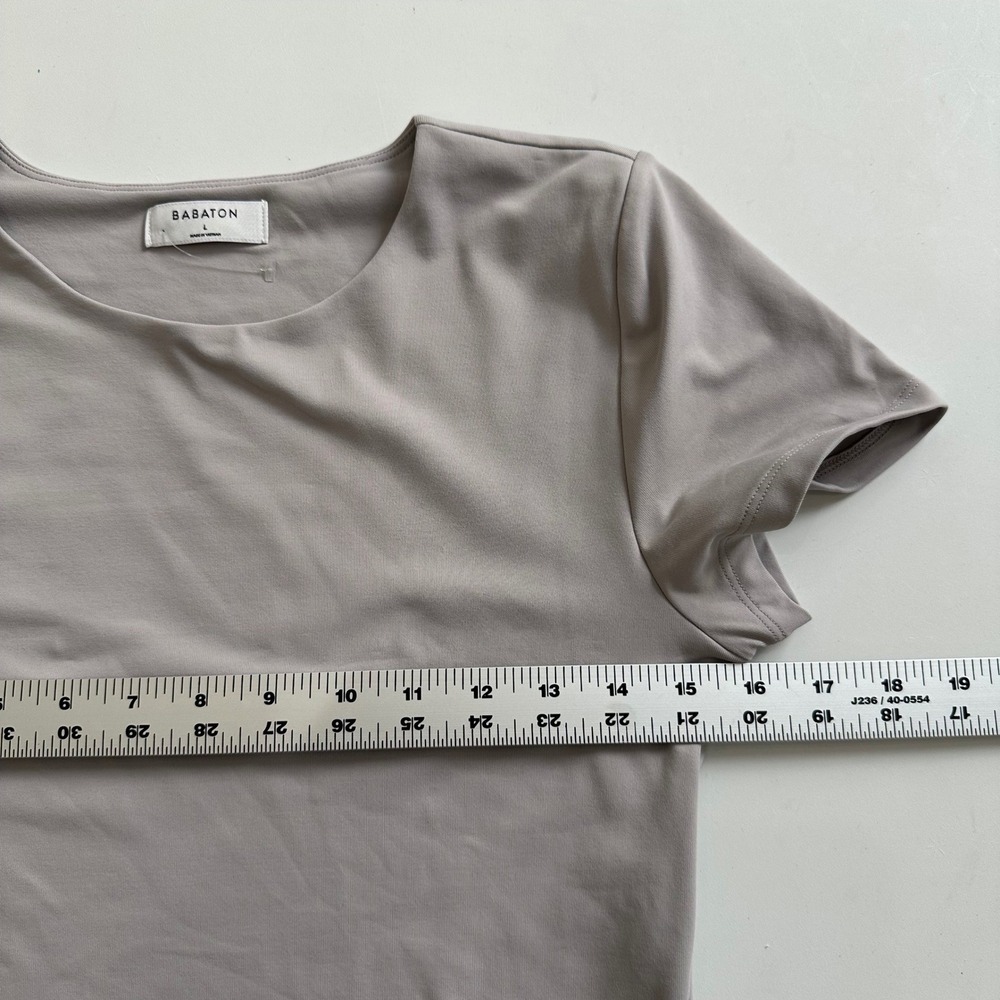 NWT Aritzia Babaton Contour Crew T-Shirt Womens L Opal Grey Double Layered Top - Picture 7 of 8